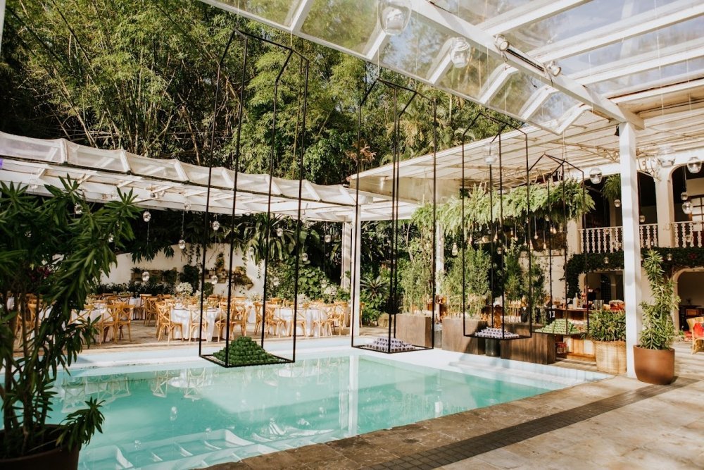 Espaço de recepção nos jardins